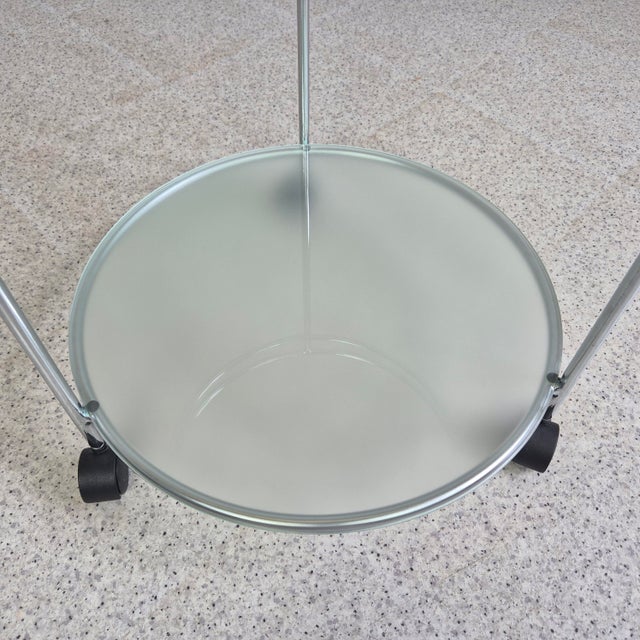 Metal Bauhaus 2-Tiered Bar Cart in Chrome and Glass, 1980s For Sale - Image 7 of 10