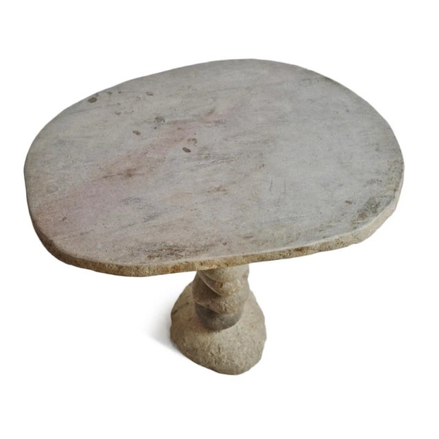 Hand crafted vintage stacked river rock outdoor bistro table. Beautiful organic modern style piece with natural tones and...