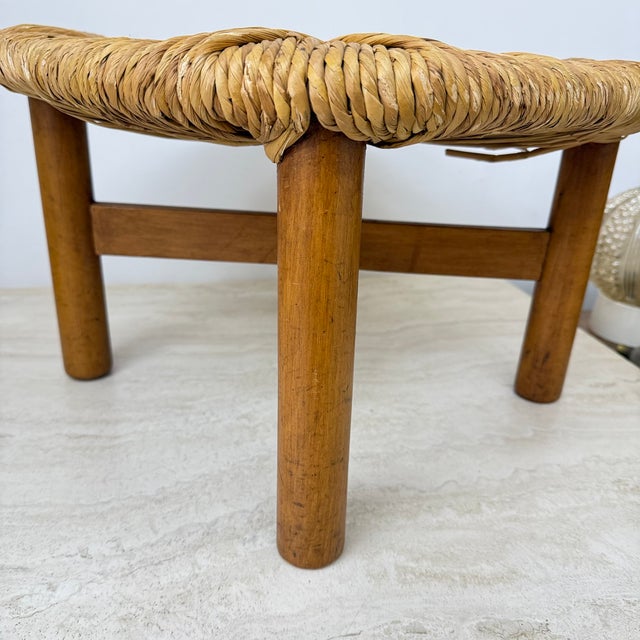Italian Rush Stool attributed to Lorenzo Forges Davanzati, 1960s For Sale - Image 3 of 16