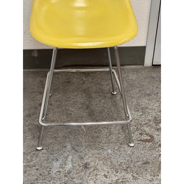 Eames Fiberglass Yellow Shell Counter Stool, Vintage For Sale - Image 9 of 12