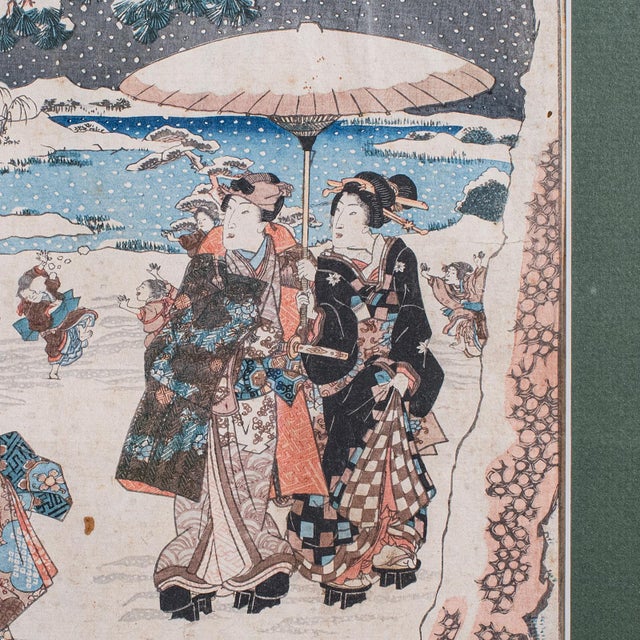 Antique Woodblock Picture, Japanese Meiji Framed Print After Kunisada, Victorian For Sale - Image 6 of 9