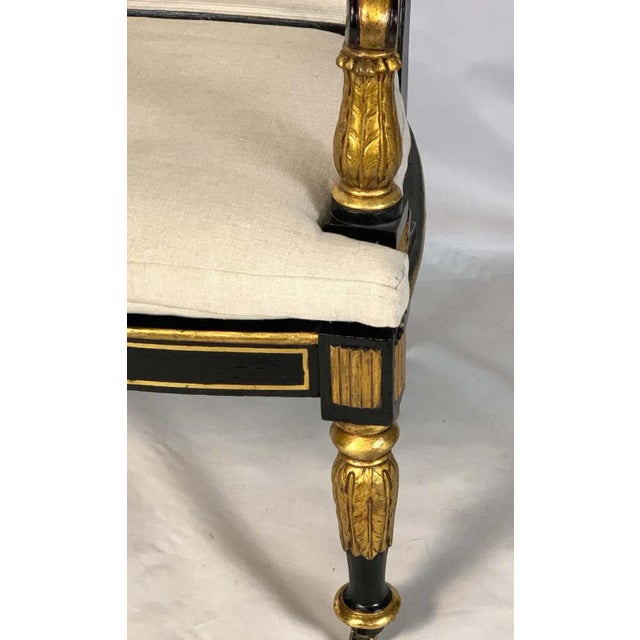 Early 19th Century George IV Ebonized and Parcel-Gilt Armchair in the Manner of Morel and Hughes For Sale - Image 9 of 11