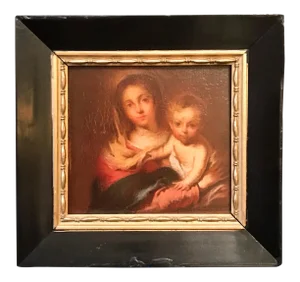Antique Painting “Madonna With a Napkin” After Bartolome Esteban Murillo 1666