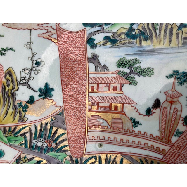 Antique White Large 1930s Hand Painted Chinese Porcelain Bowl For Sale - Image 8 of 12