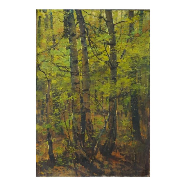 Original Impressionist Forest Oil Painting, Ukrainian Art, 1961 120-83 For Sale
