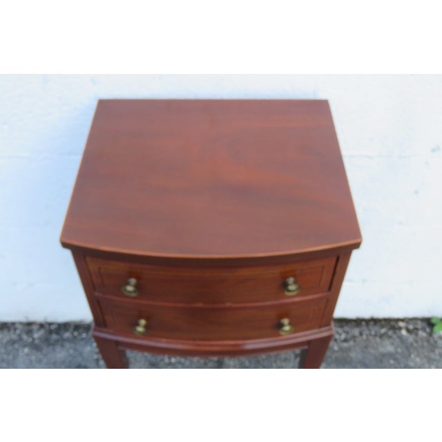 Wood 1940s Tall Bow Front Mahogany Nightstand Side End Table 6163 For Sale - Image 7 of 15