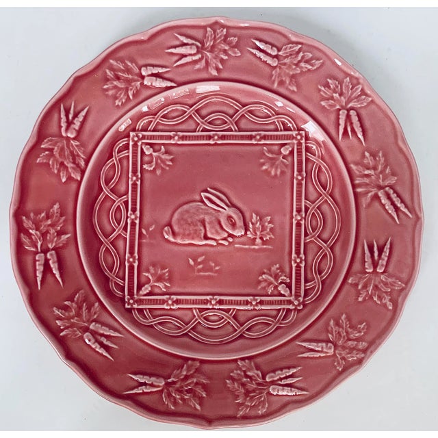 Vintage Portuguese 'Bordallo Pinheiro' Majolica Glazed Ceramic Rabbit, Bunny, Easter Springtime Plate For Sale - Image 13 of 13