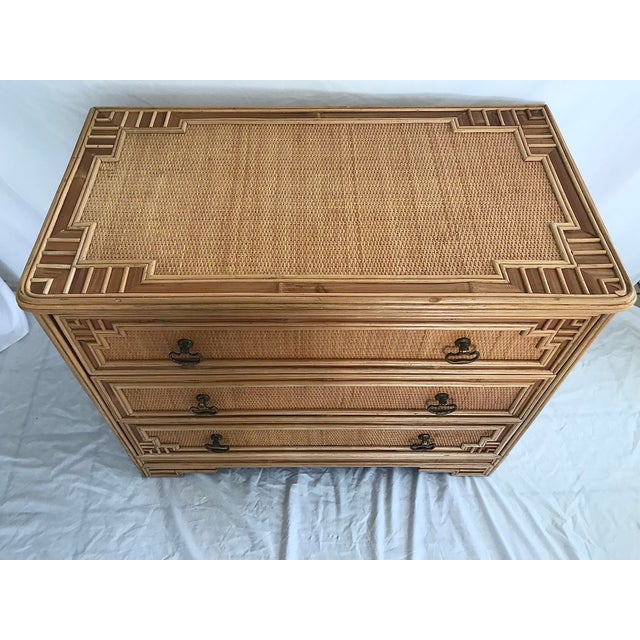 Vintage Bamboo Wicker Rattan Dal Vera Style Chinoiserie Lowboy Dresser