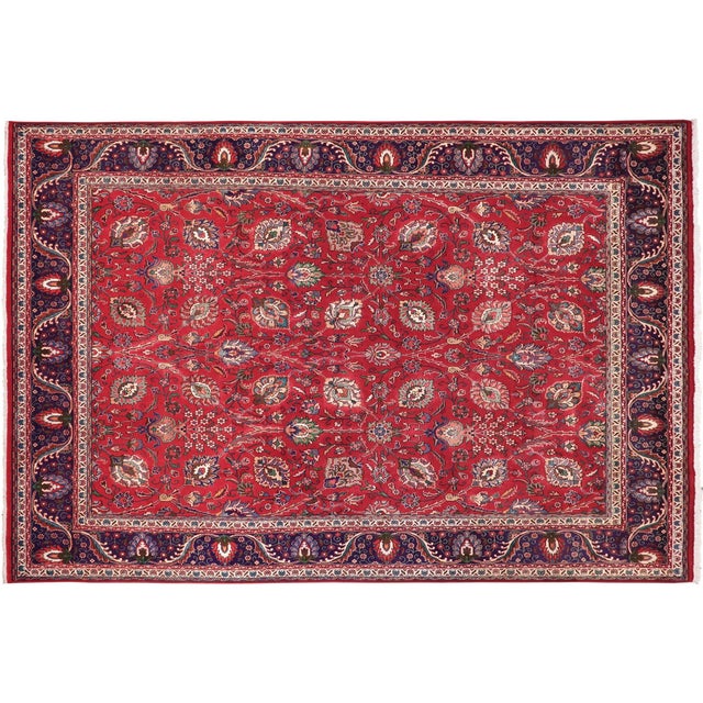Floral Persian Vintage Tabriz Red/Purple Wool Rug - 9'7'' X 13'1'' For Sale - Image 9 of 10
