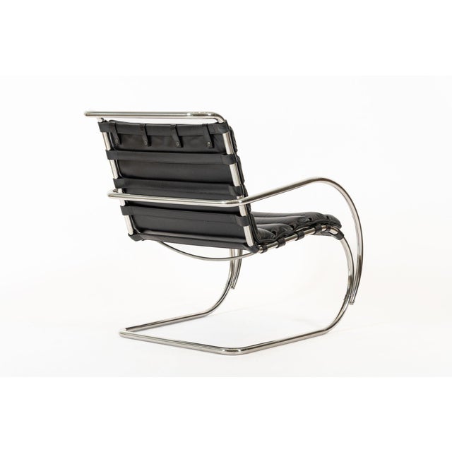 Mid Century Mr Black Leather Arm Chairs by Mies Van Der Rohe for Knoll For Sale - Image 9 of 15