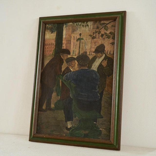 G. Van Rampelberg, Weightful Discussion, Oil on Panel, Belgium, 1920s, Framed For Sale - Image 6 of 11