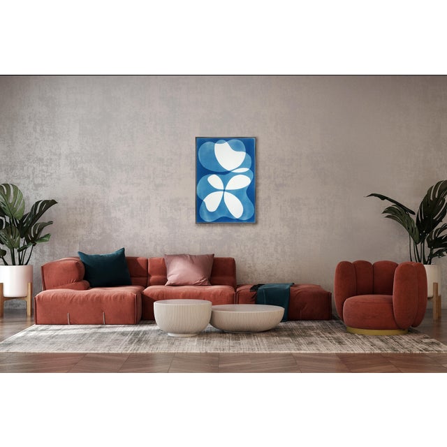 2025, Abstract Organic, Furniture Representation of Abstract Curvy Chair, Monotype Cyanotype in Blue Tones by Kind of Cyan For Sale - Image 15 of 16