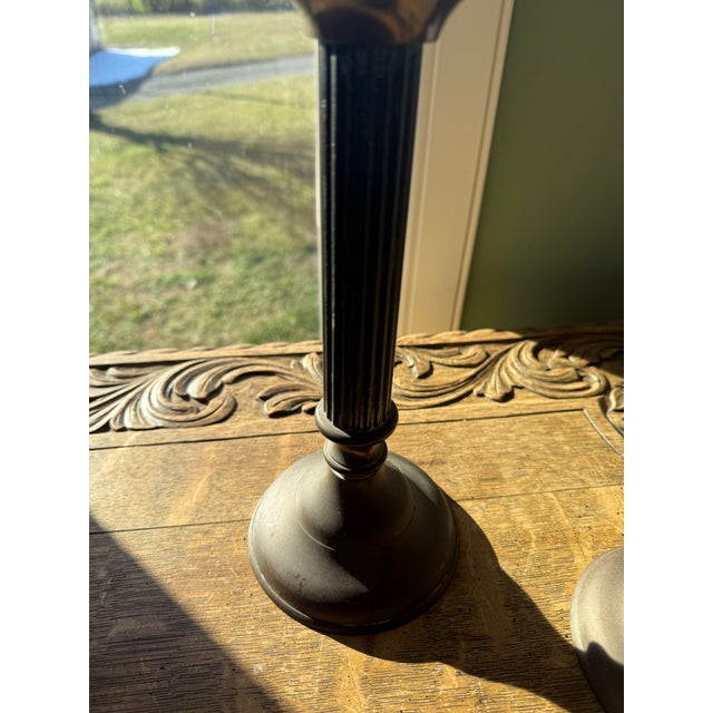 Mid 20th Century Vintage Brass Candle Holders - a Pair For Sale - Image 5 of 6