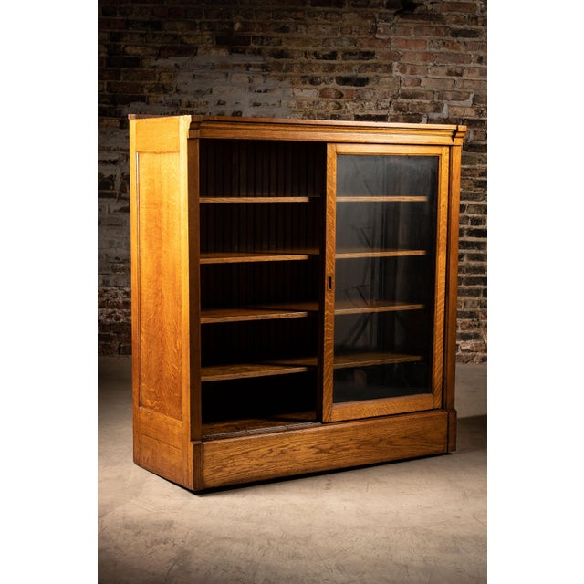C. 1920 Arts & Crafts Sliding Glass Door Cabinet For Sale In Chicago - Image 6 of 8