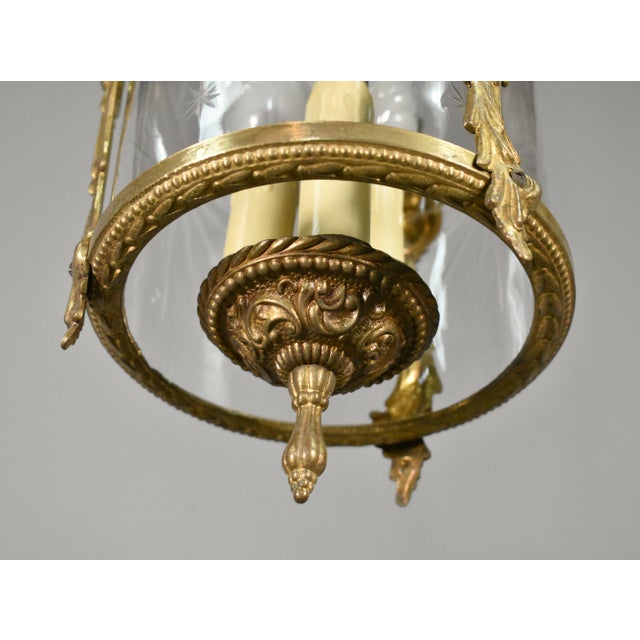 Vintage French Cut Glass Hall Lantern, 1920s For Sale - Image 15 of 16
