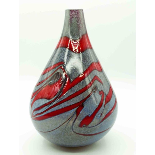 1970s Vintage Ceramic Vase in Grey with Red Decorations, Italy, 1970s For Sale - Image 5 of 6