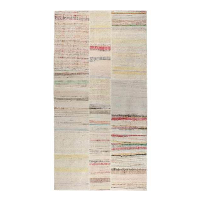 Rug & Kilim’s Patchwork Kilim Rug in Polychromatic Stripes For Sale