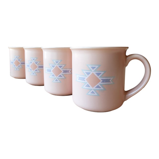 Vintage Southwest Stoneware Coffee Mugs - Set of 4 by Treasure Craft For Sale