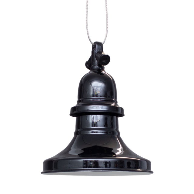 Industrial Enamel Ceiling Lamp in Black, 2000s For Sale