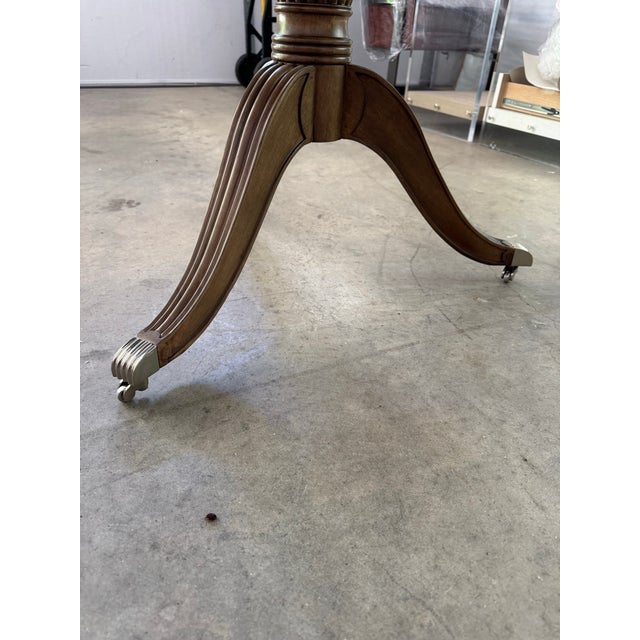 Wood Jonathan Charles Transitional Burl Wood Fulgurite Drum Table For Sale - Image 7 of 8
