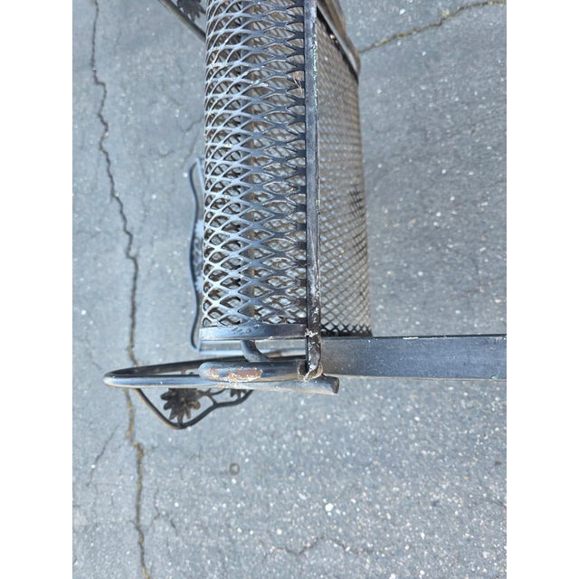 Vintage Russell Woodard Attributed Cantilever High Back Wrought Iron Briarwood Daisy Patio Chair For Sale - Image 9 of 17