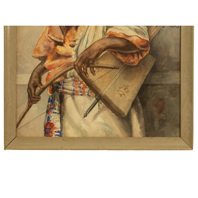 Antique 19thC Spanish Orientalist Painting North African Arab Berber Musician by Antonio Rivas, 1880 For Sale In Portland, OR - Image 6 of 13