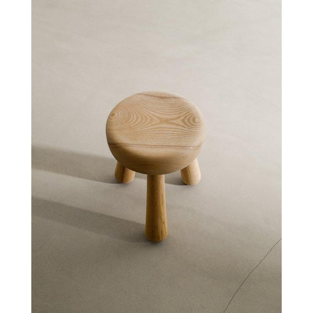 Swedish Mid-Century Wooden Low Tripod Stool by Ingvar Hildingsson, Sweden, 1970s For Sale - Image 3 of 5