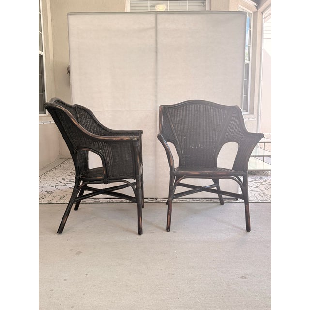 1980s Pair Black Butterfly Wicker Chairs For Sale - Image 5 of 10