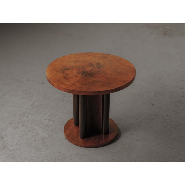1950s Art Deco Round Pedestal Side Table in Wood, France, 1950 For Sale - Image 5 of 12