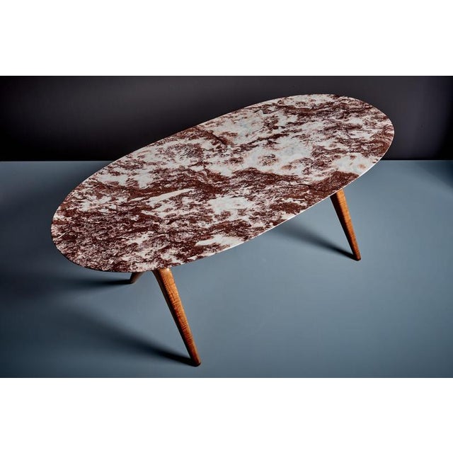 Dining Table with Oval Marble Top attributed to Guglielmo Ulrich, Italy, 1940s For Sale - Image 4 of 13