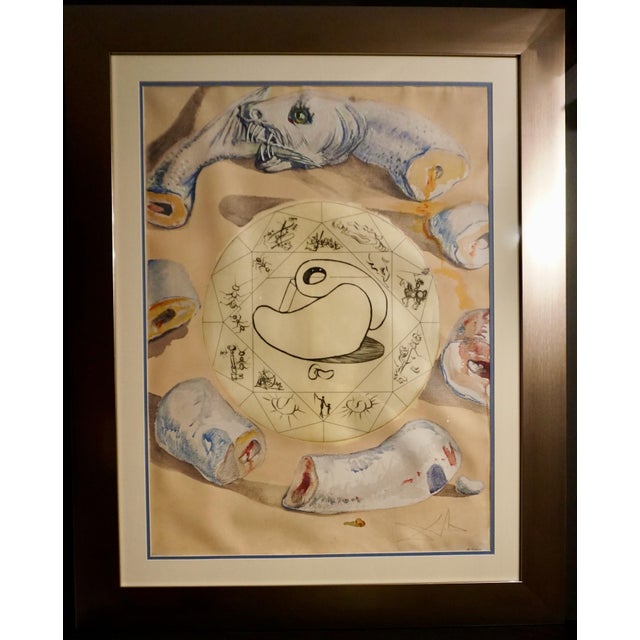 Surrealism Dali Alchimie Des Philosophes l'Ouraboros H/S Etching on Parchment Surreal Art For Sale - Image 3 of 3