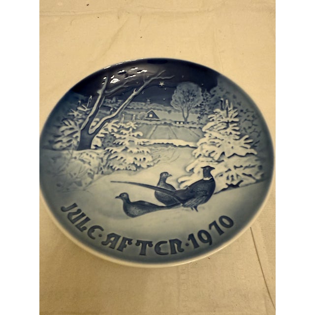 1970s B & G Vintage Blue & White Christmas Plates (5) For Sale - Image 5 of 14