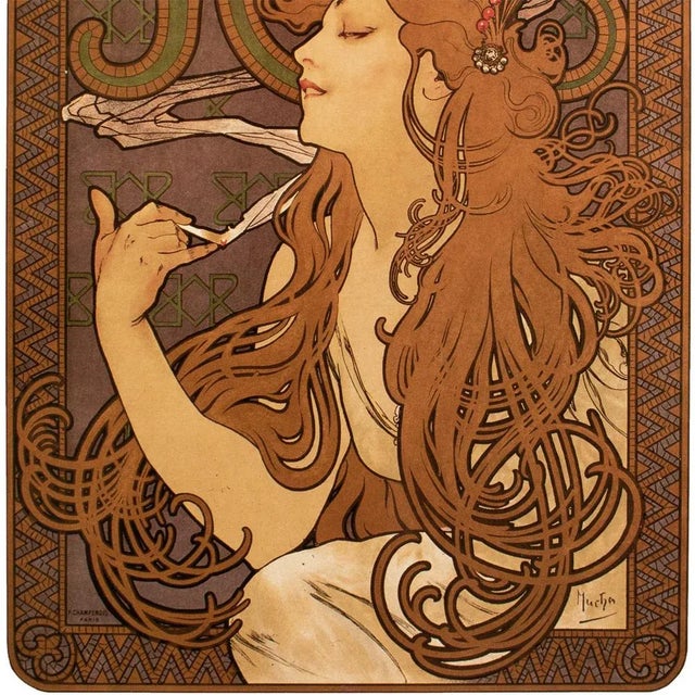 Alphonse Mucha 1993 After Alphonse Mucha Large Poster for "Job" Cigarette Papers, First German Edition For Sale - Image 4 of 8