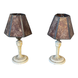 1920s Twin Formica Shade Table Lamps