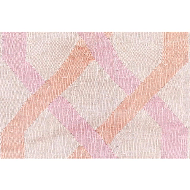 Pink Doris Leslie Blau Vintage Indian Dhurrie Rug For Sale - Image 8 of 9