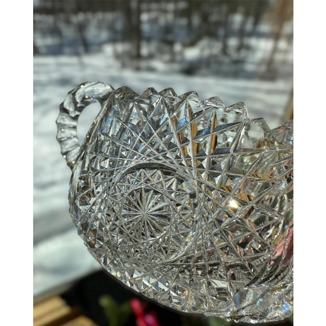 Late 19th Century Antique Late 19th Century American Brilliant Period Crystal Hand Cut Sugar and Creamer Set- 2 Pieces For Sale - Image 5 of 10