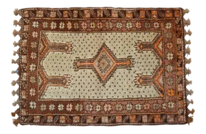 Handmade Turkish Tribal Rug. Neutral Colors Petite Rug - 3'6" X 4'11"