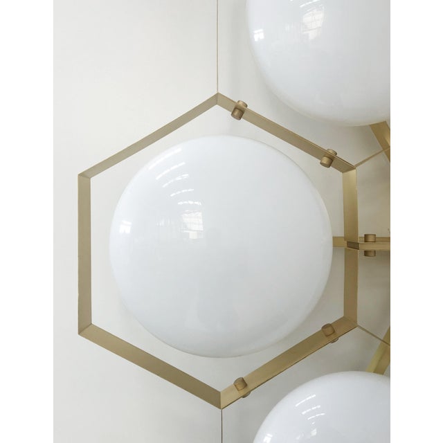 Brass 21st Century Hive Satin Brass Glossy White Murano Flush Mount by Fabio LTD For Sale - Image 8 of 9