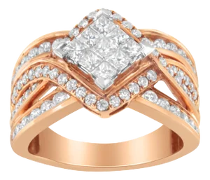Two-Tone 10KT Gold Diamond Bypass Cocktail Ring (1 1/2 cttw, H-I Color, I1-I2 Clarity)