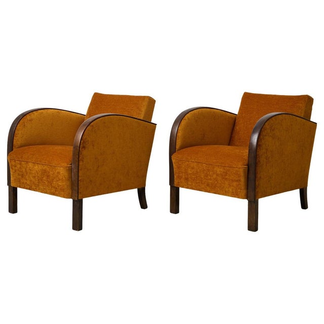 Vintage Swedish Art Deco Chairs with Velour Upholstery, 1930s, Set of 2 For Sale - Image 11 of 11