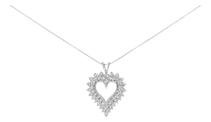 .925 Sterling Silver 3.00 Cttw Round Cut Diamond Cluster Heart 18" Pendant Necklace (K-L Color, I1-I2 Clarity)