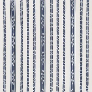 Sample - Schumacher Mariam Ikat Fabric in Navy For Sale