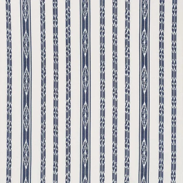 Sample - Schumacher Mariam Ikat Fabric in Navy For Sale