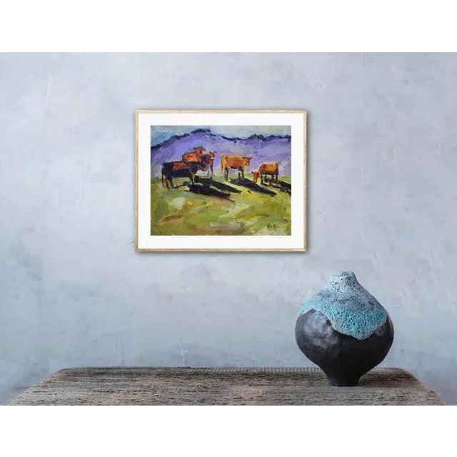 Cows Original Acrylic Painting Expressionist Modern Art For Sale - Image 4 of 6