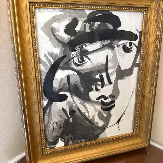 Peter Keil 1970s Peter Keil Original Black & White Abstract Portrait Painting For Sale - Image 4 of 6