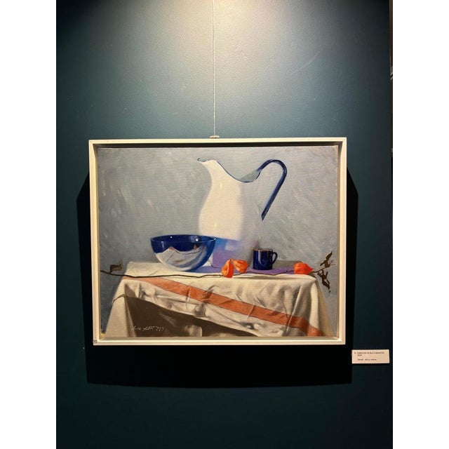 Luminous work by Italian artist Luisa Albert Play of colors,blue,white and orange and reflections This piece is attributed...