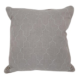 Grey Linen Silver Moorish Down Pillow For Sale