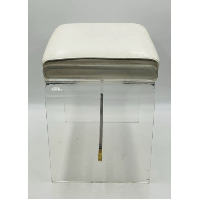 Mid-Century Modern Lucite & Brass Vanity Bench by Charles Hollis Jones, Usa 1960s For Sale - Image 3 of 12