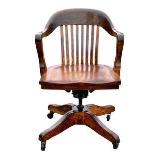 Vintage Marble & Shattuck Quarter Sawn Oak Bankers Chair For Sale