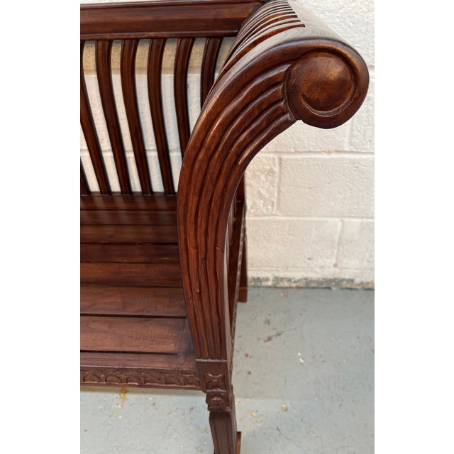 Late 20th Century American Colonial-Style Carved Rollback Bench For Sale - Image 12 of 16